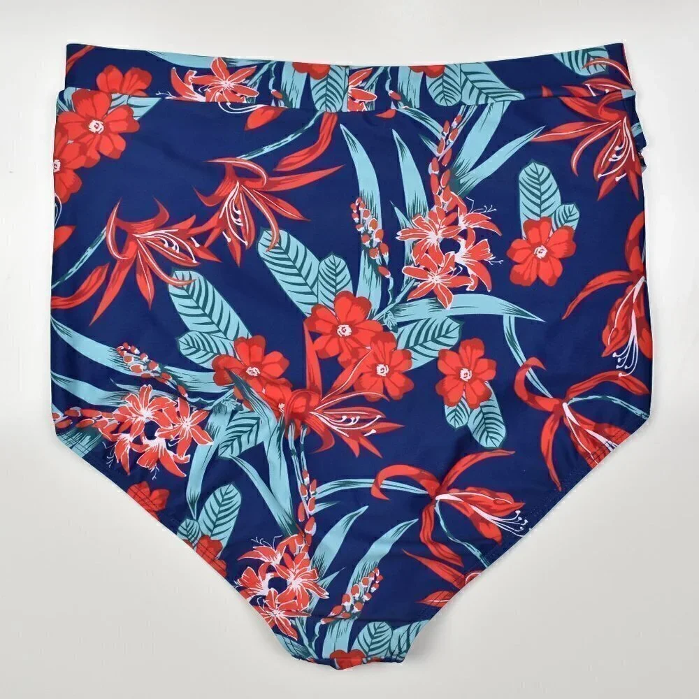 Cocoship Floral High Waist Halter 50's Style Bikini XXXXL
